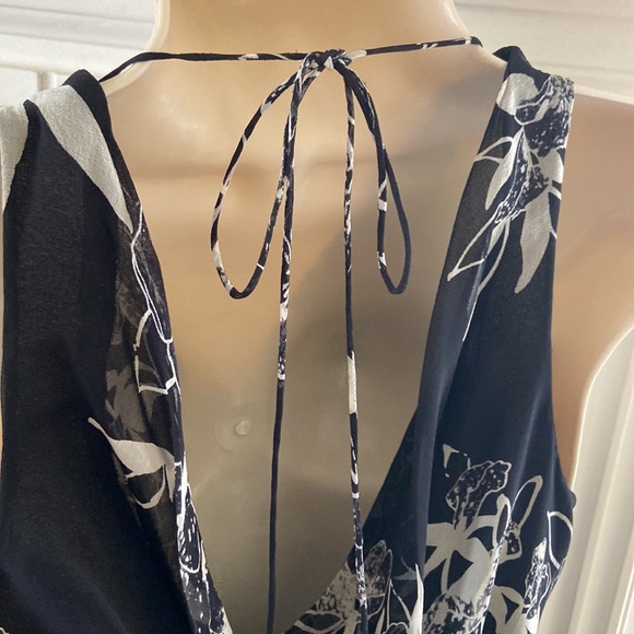 SILK FLORAL SLEEVELESS COWL NEXK MIDI DRESS - Picture 7 of 11